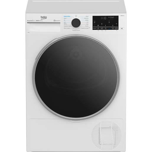 Image of Beko BT96DBS Asciugatrice 9kg, Classe A, Linea Estetica Beyond, motore inverter, Display digitale XL, colore Bianco, oblò Nero, WIFI