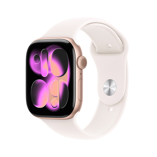 Image of Apple Watch Series 11 GPS 46mm Cassa Alluminio Oro Rosa con Band Rosa Fard - M/L
