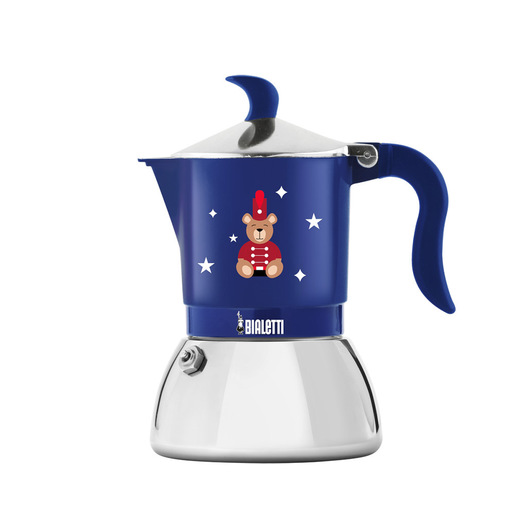 Image of Bialetti FIAMMETTA IND 2TZ BLUE ORSETTO caffettiera manuale Moka 0,473 L Blu, Rosso, Acciaio inox