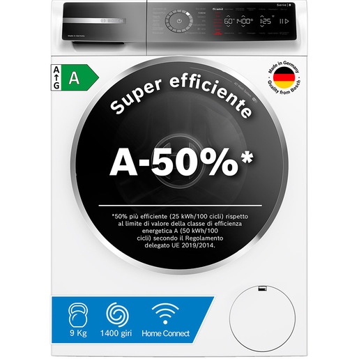 Image of Bosch Serie 8 WGB24402IT Lavatrice a carica frontale 9kg 1400g/min Bianco A-50%