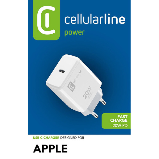 Image of Cellularline USB-C Charger 20W - iPhone 8 or later Caricabatterie da rete USB-C 20W per la carica alla massima velocità di iPhone 8 e successivi cod015