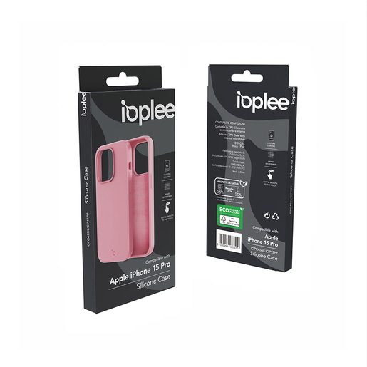 Image of IOPLEE Custodia in TPU Siliconato con microfibra interna - Rosa per iPhone 15 Pro