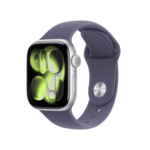 Image of Apple Watch Series 11 GPS 42mm Cassa Alluminio Argento con Sport Band Viola Nebbia - M/L