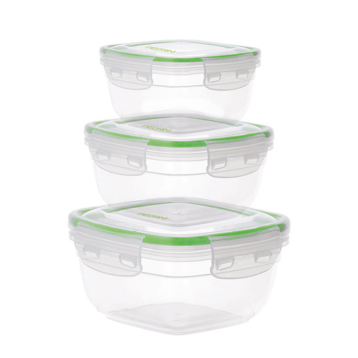 Image of Pedrini PED04GD312 recipiente per cibo Quadrato Contenitore Verde, Trasparente 3 pz