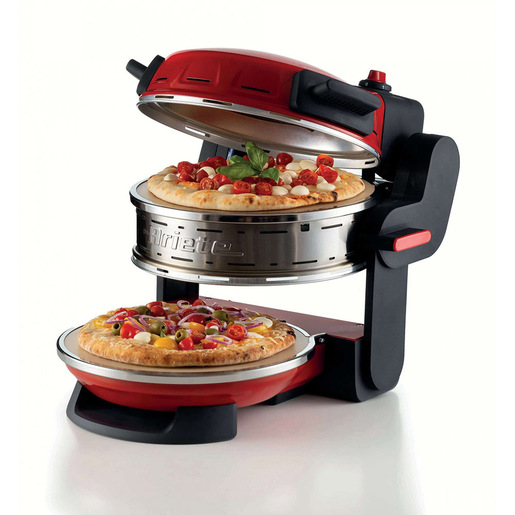 Ariete 927 Pizzeria , Forno pizza doppio, 2300 W, 2 pietre refrattarie, 2 pizze in 4 minuti, 2 termostati, Diametro 32 cm, 5 livelli di cottura, 2 pal