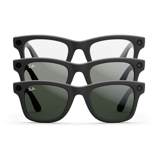 Image of Ray-Ban Meta Wayfarer larga, Nero opaco, Da trasparenti a verde grafite Transitions®