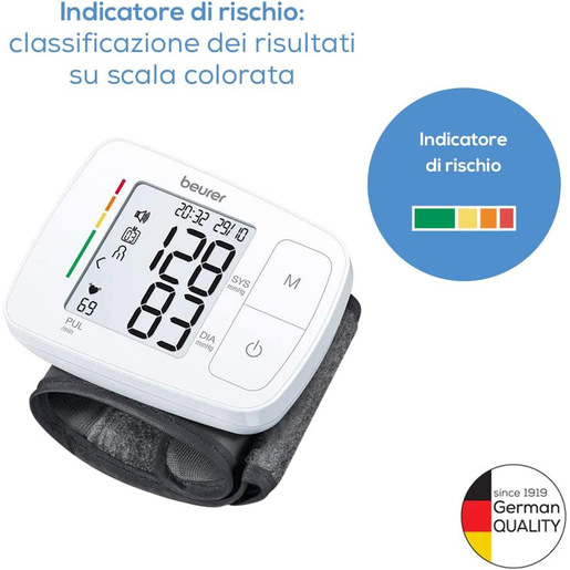 Image of Beurer Misuratore di pressione sanguigna da polso BC 21 con uscita vocale in tedesco, inglese, francese, italiano o turco