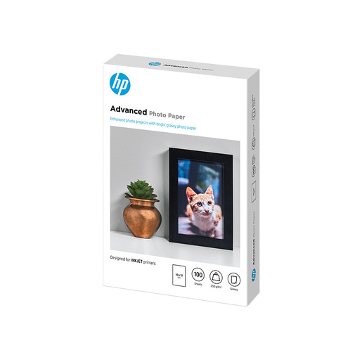 Image of HP Confezione da 100 fogli di carta fotografica Advanced, lucida, 250 g/m2, 10 x 15 cm (101 x 152 mm)