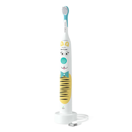 Image of Philips Spazzolino Elettrico Sonico For Kids Pet Edition bianco e verde acqua HX3601/01