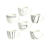 Joia Home Set 6 Tazzine Caffe' Iris Kyoto Tazza Nero, Bianco Caffè 6 Pz
