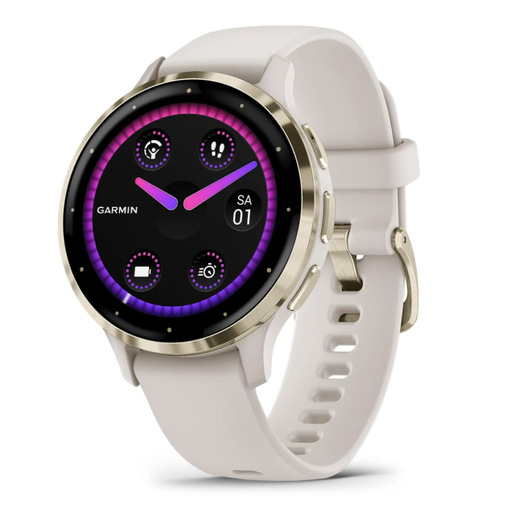 Garmin Venu 3S 3,05 cm (1.2'') AMOLED 41 mm Digitale 390 x 390 Pixel Touch screen Oro, Avorio Wi-Fi GPS (satellitare)