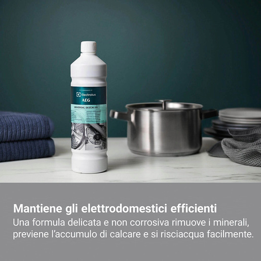 Electrolux ACCESSORI UNIVERSALI E SPECIALI M3KCD202 Decalcificante liquido universale da 1 litro, pronto all’uso per il tuo elettrodomestico.