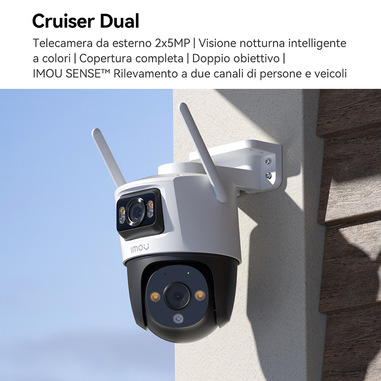 Imou Crusier DUAL 6MP (3MP+3MP) Telecamera Wi-Fi da esterno, motorizzata  con Doppio Obiettivo, Visione Notturna a Colori, Rilevamento Umano/Veicoli  e