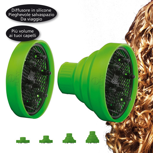 Image of Macom FLEXY diffusore SalvaSpazio universale in silicone per asciugacapelli Colori assortiti
