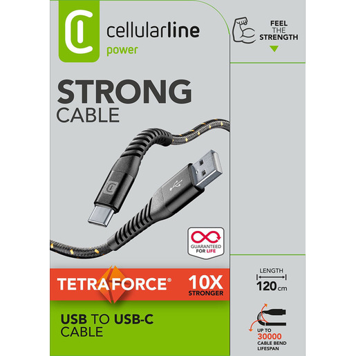 Image of Cellularline Tetra Force Cable 120cm - USB-A Cavo USB-C ultra resistente