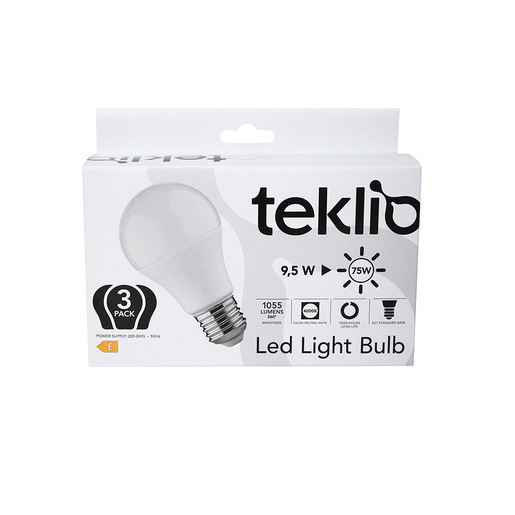 Image of IOPLEE TEKLIO A60-3 Confezione 3 lampadine LED 9,5W E27 classe E