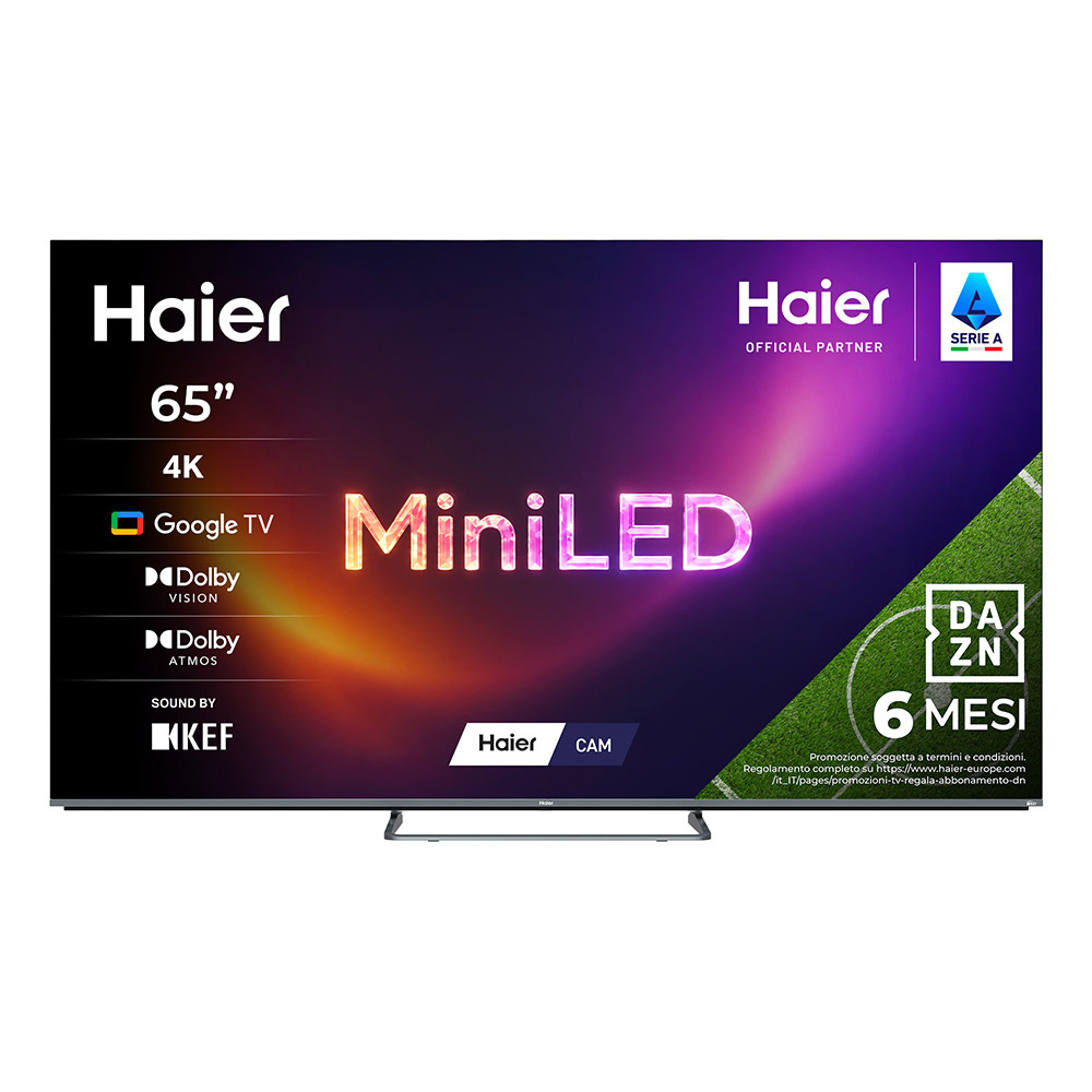 Haier Smart TV Mini LED QLED 65" H65M80FUX, 4K, Google TV, Dolby Vision, HDR10, Gaming 120Hz, Dolby Atmos, HDMI 2.1 x4