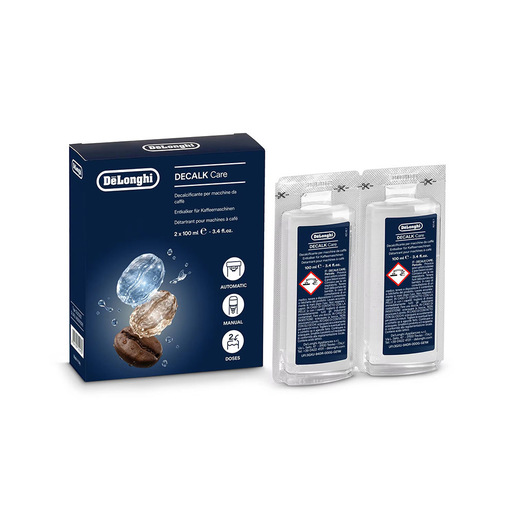 De’Longhi Decalk Care 2x100 — Decalcificante per Macchine da Caffè, 2 Flaconi Monodose da 100 ml (2 Utilizzi) ''