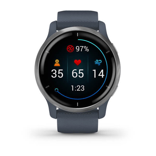 Garmin Venu 2 3,3 cm (1.3'') AMOLED 45 mm Digitale 416 x 416 Pixel Touch screen Argento Wi-Fi GPS (satellitare)