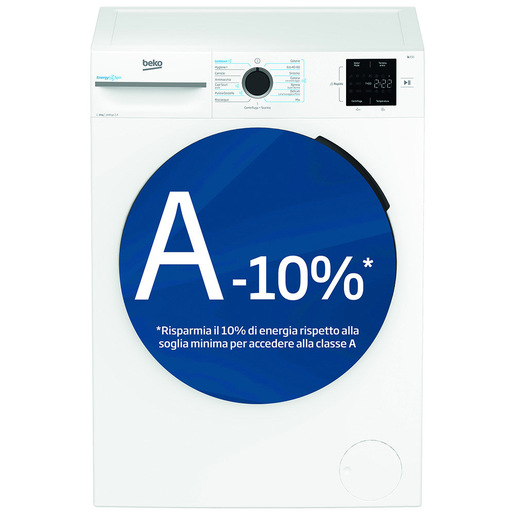 Beko b300 BMWUR8147EC: Lavatrice 8kg, classe A-10%, 1400giri, linea estetica NX, motore inverter, Display Touch, colore Bianco, oblò Nero, tecnologia Ene