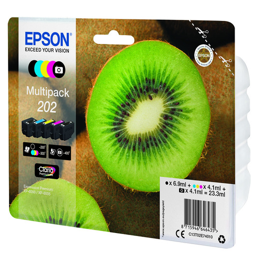 EPSON CARTUCCIA EPSON T02E7 KIWI COLOR C13T02E74020 - T02E7 Kiwi Multipack 5-colours 202 - 202 COL PACK