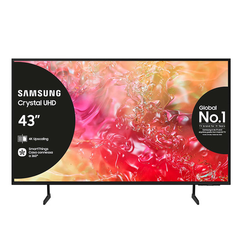 Image of Samsung TV Crystal UHD 4K 43'' UE43DU7170UXZT Smart TV Wi-Fi Black 2024, Processore Crystal 4K, 4K Upscaling, Slim Look Design, OTS Lite