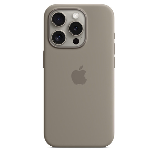 Image of Apple Custodia MagSafe in silicone per iPhone 15 Pro - Grigio creta