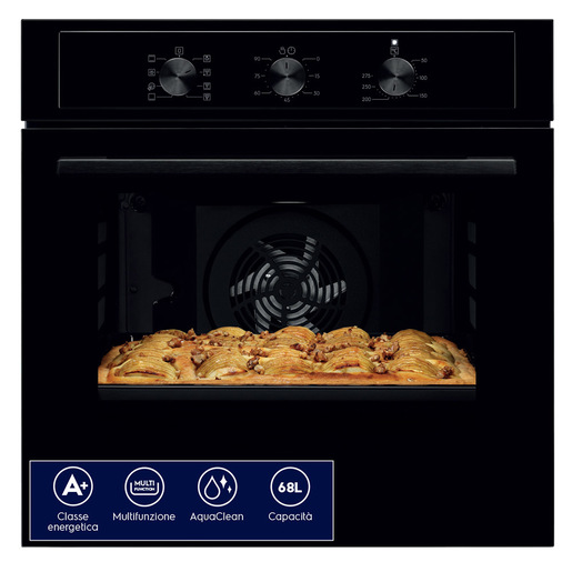 Electrolux EOH2H044K forno da incasso multifunzione 68 L, classe A+, 0,89 kWh convenzionale / 0,68 ventilato, 2790 W, 60 cm, nero