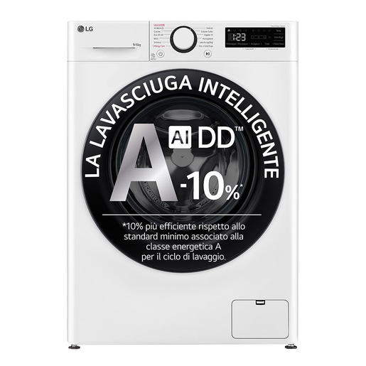 Image of LG D4R3009NSWB Lavasciuga 9/6kg AI DD, Classe D, 1400 giri, Vapore, Ec