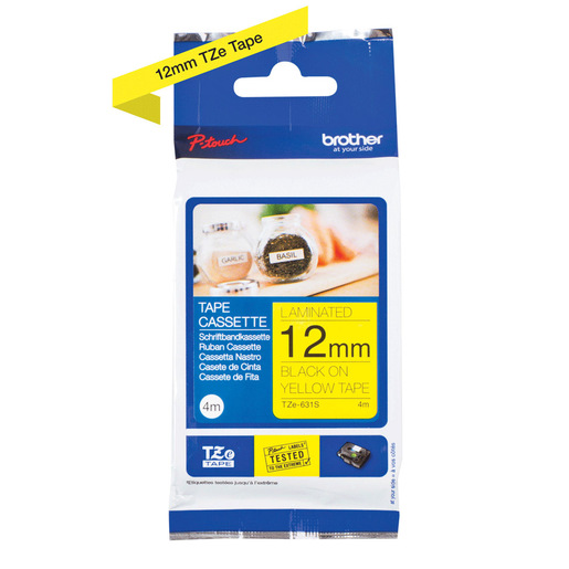 Image of Brother TZE631S nastro per etichettatrice Nero su giallo TZe