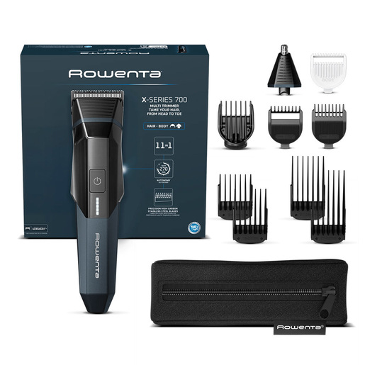 Rowenta X Series 700 , Regolabarba Multifunzione 11-in-1, Lame Autoaffilanti in Acciaio Inox ad Alto Tenore di Carbonio, TN9610