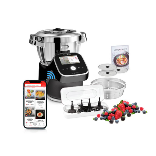 Moulinex I-Companion Touch Pro Robot da cucina multifunzione (Black), Funzione Cottura, Capacità 3L, Schermo Touch, Bilancia Integrata, Kit Tritatutto