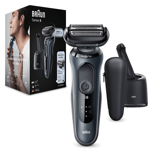 Braun Series 6 61-N7000cc Rasoio Elettrico Uomo, Stazione SmartCare, SensoFLex, Wet&Dry, Ricaricabile, Rasoio A Lamina Senza Fili, Grigio