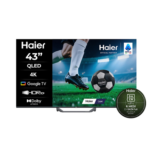 Haier Smart TV QLED 43'' H43S80FUX, 4K, Google TV, HDR10, Google Assistant, HDMI 2.1 x4, Bluetooth 5.1