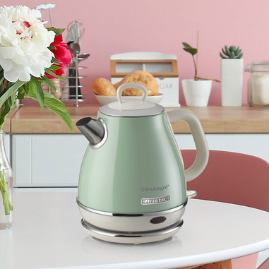 Ariete 2868 Bollitore Elettrico Vintage 1 Litro - Infusi, Tè e Tisane - Autospegnimento - Acciaio Inox - 1 Litro - 1600 Watt - Verde