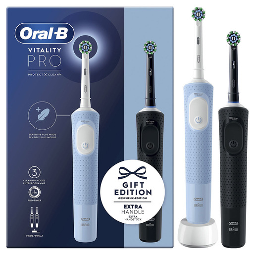 Image of Oral-B Vitality Pro Duo Adulto Spazzolino rotante-oscillante Nero, Blu, Bianco