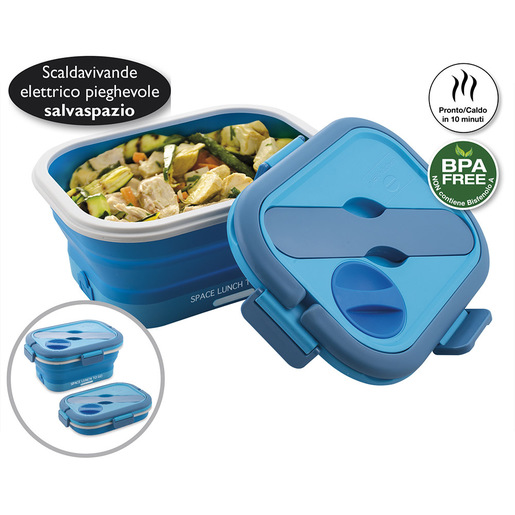Image of Macom Space Lunch To Go Scaldavivande in silicone pieghevole SalvaSpazio 0,8 L Blu, Bianco Adulto 35 W