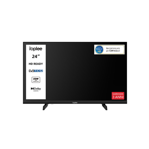 Image of IOPLEE IOP24V2M10 TV 24'' HD, Triplo tuner DVBT2/C/S2, Certificato TivuSAT, Dolby Audio, Parental Control