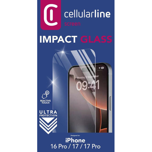 Image of Cellularline Impact Glass - iPhone 16 Pro Vetro temperato sottile, resistente e super sensibile