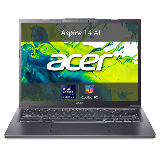 Image of Acer Aspire 14 AI Intel Core Ultra 7 256V Computer portatile 35.6 cm (14'') OLED 16 GB LPDDR5x-SDRAM 512 GB SSD Wi-Fi 6E (802.11ax) Windows 11 Home Gri