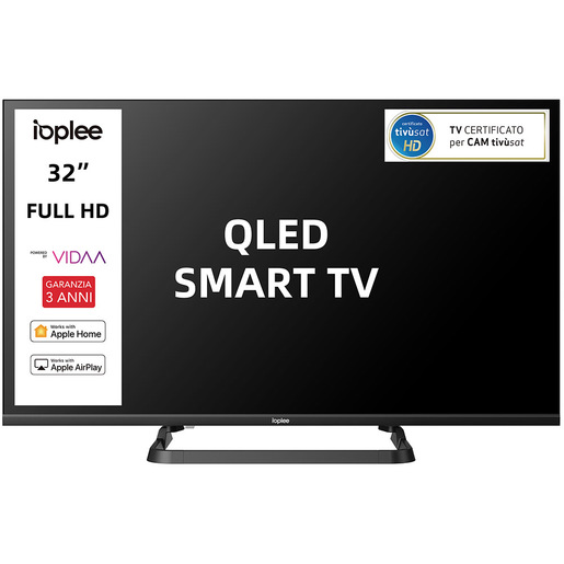 IOPLEE IOP32V2QM10 SMART TV QLED 32'' FULL HD, Sistema operativo VIDAA, Triplo tuner DVBT2/C/S2, Certificato TivuSAT, Piedistallo centrale, Dolby Audio,