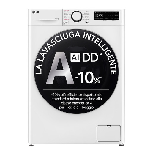 Image of LG D4R5010TSWS Lavasciuga 10/6kg AI DD, Serie R5 Classe D, 1400 giri,