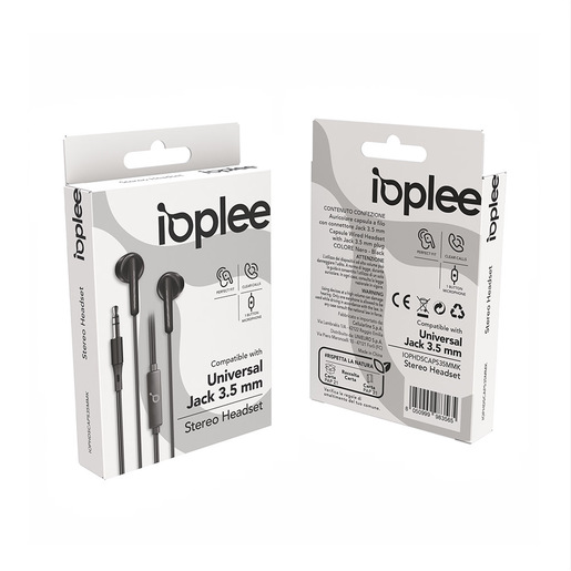 Image of        IOPLEE Auricolare Capsula a filo con connettore Jack 3.5 mm - Nero