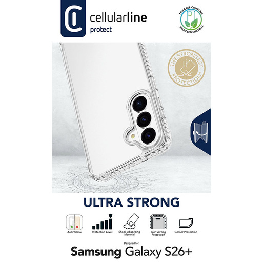 Image of Cellularline Ultra Strong - Galaxy S26+ Custodia ultra protettiva dal design trasparente con bordi rivestiti in materiale anti-shock e camere d’aria inte