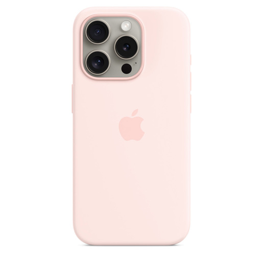 Image of Apple Custodia MagSafe in silicone per iPhone 15 Pro - Rosa confetto