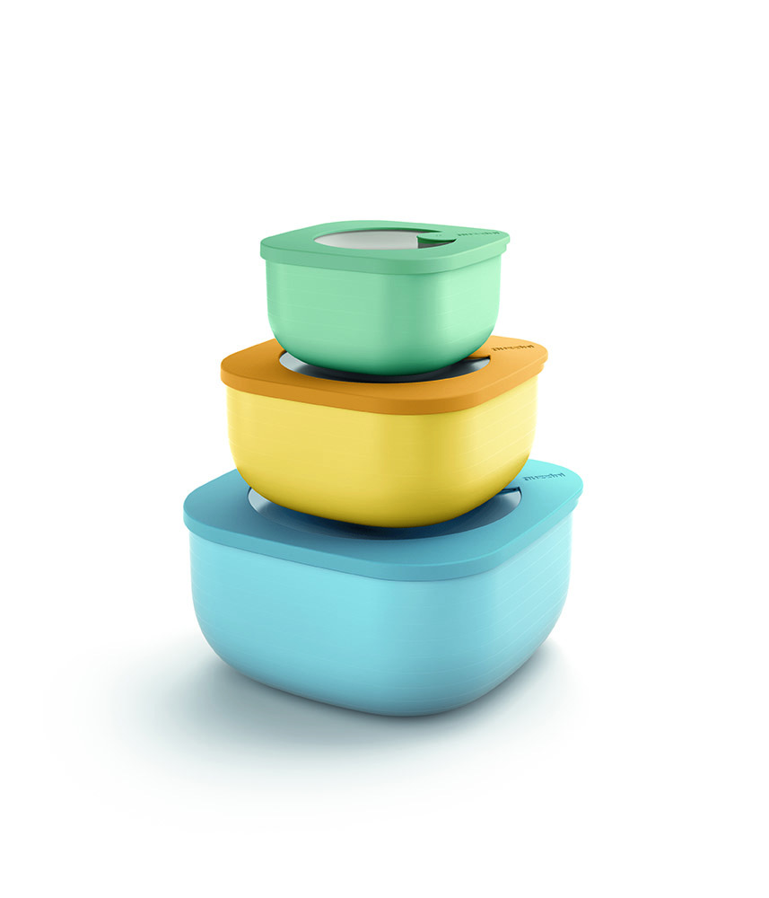 Set Di 3 Scatole In Vetro Con Coperchio In Legno Di Acacia Per Salumi E Formaggi | Pirofile Impilabili Per Frigorifero