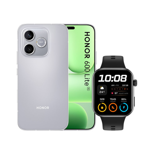 Image of Honor BUNDLE 600 LITE 256GB V GREY+WATCH 2i BLACK 16,8 cm (6.6'') Doppia SIM 5G USB tipo-C 8 GB 6520 mAh Grigio