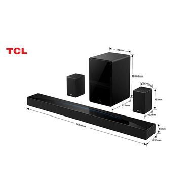 TCL Q85H Soundbar 7.1.4 Con RayDanz – Subwoofer E Satelliti Wireless, Dolby Atmos, DTS Virtual:X, AI Sonic Adaptation