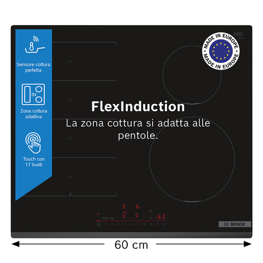 Image of Bosch Serie 6 PIX631HC1E Piano cottura a induzione 60 cm FlexInduction Nero