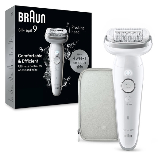 Image of Braun Silk-épil 9 9-011, Epilatore Elettrico Donna Per Una Epilazione Facile, Pelle Liscia a Lungo, Bianco/Argento